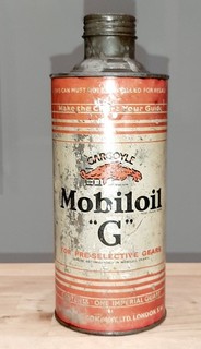 Vintage Mobiloil "G" Preselector oil Tin