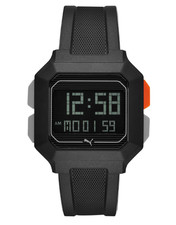 Puma Remix Herrenuhr Digital Schwarz Resin Gehäuse Schwarzes Silikonband 42 mm