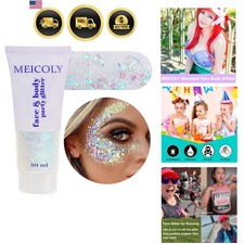 White Body Glitter Gel Rave Festival Face Glitter Sequins for Women