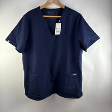 NWT FIGS Navy Women's XL Scrub Top FW1100 Casma V Neck 3 Pockets