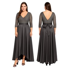 Ignite Evenings Slate Lace Top Hi-Low Party Dress Women's Size 6 Wedding MOB New