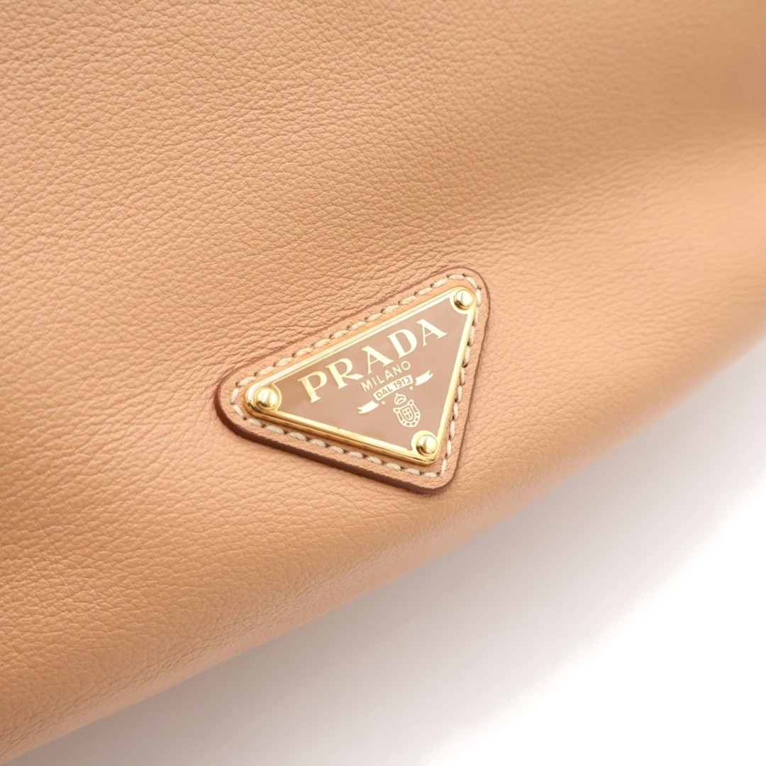 PRADA Demi Lune Large Crossbody Bag One Shoulder Handbag Beige Leather Used f5ca image 6