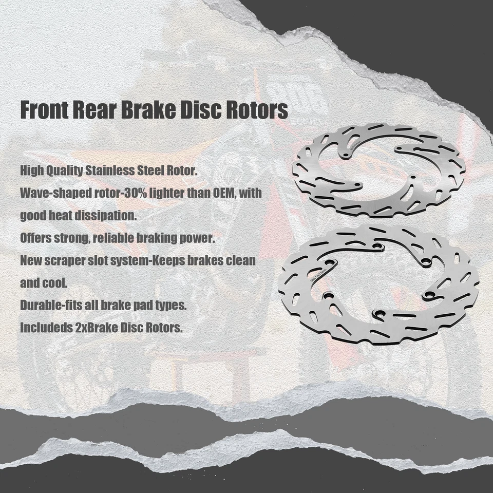 Solid Front Rear Brake Disc Rotors Pair For KTM 85 SX (19/16) 2021 2022 2023 Foto 2 de 4