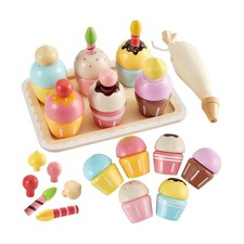 HERSITY Wooden Cupcakes Toys Pretend Play Food Desserts Kids Baking... Fast Ship