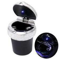 Bling Car Ashtray, Bling Portable Cigarette Smokeless Cylinder Cup Holder wit...