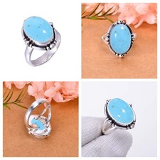 Natural USA Smithsonite Ring 925 Sterling Silver Cocktail Retro Fine Jewelry New