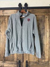 Columbia  Brand Texas A&M  Mens Heather Gray Full Zip Fleece Jacket XL