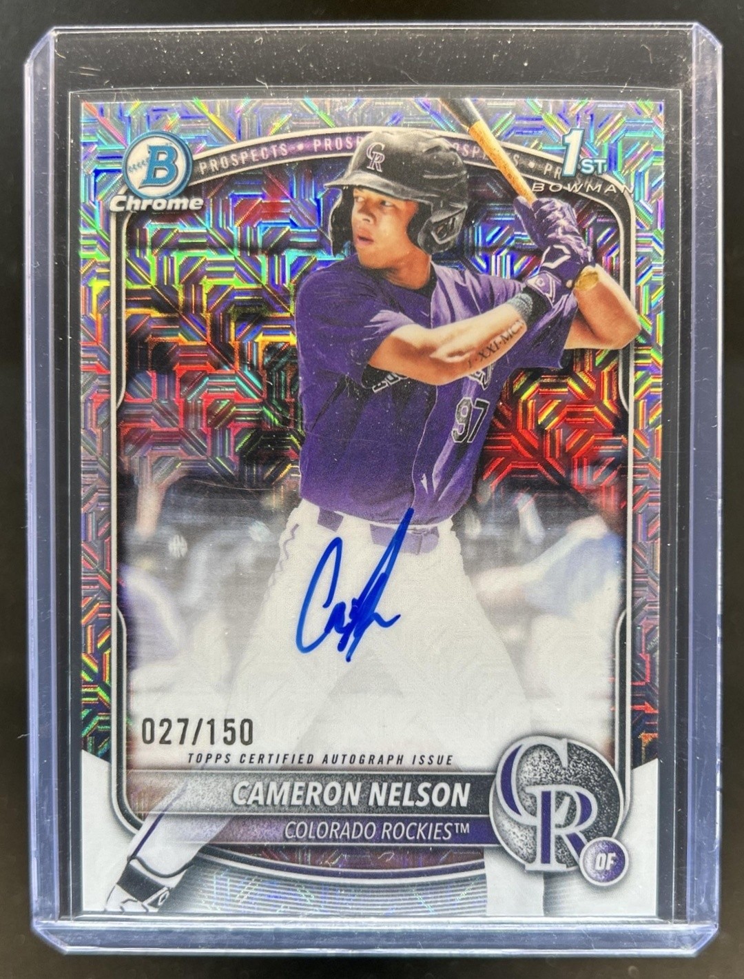 2025 Bowman Draft Cameron Nelson Chrome Auto HTA Choice Refractor 1st #/150