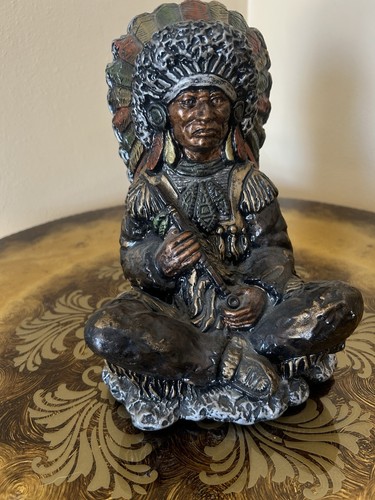 1972 Vintage Sitting Native American Chief Universal Statuary Corp Chicago Large - Picture 9 of 10