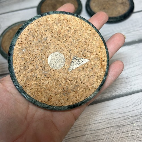 Vintage Grün Marmor Untersetzer Set Kork Mitte Kork Boden 4er Set MCM - Bild 4 von 4