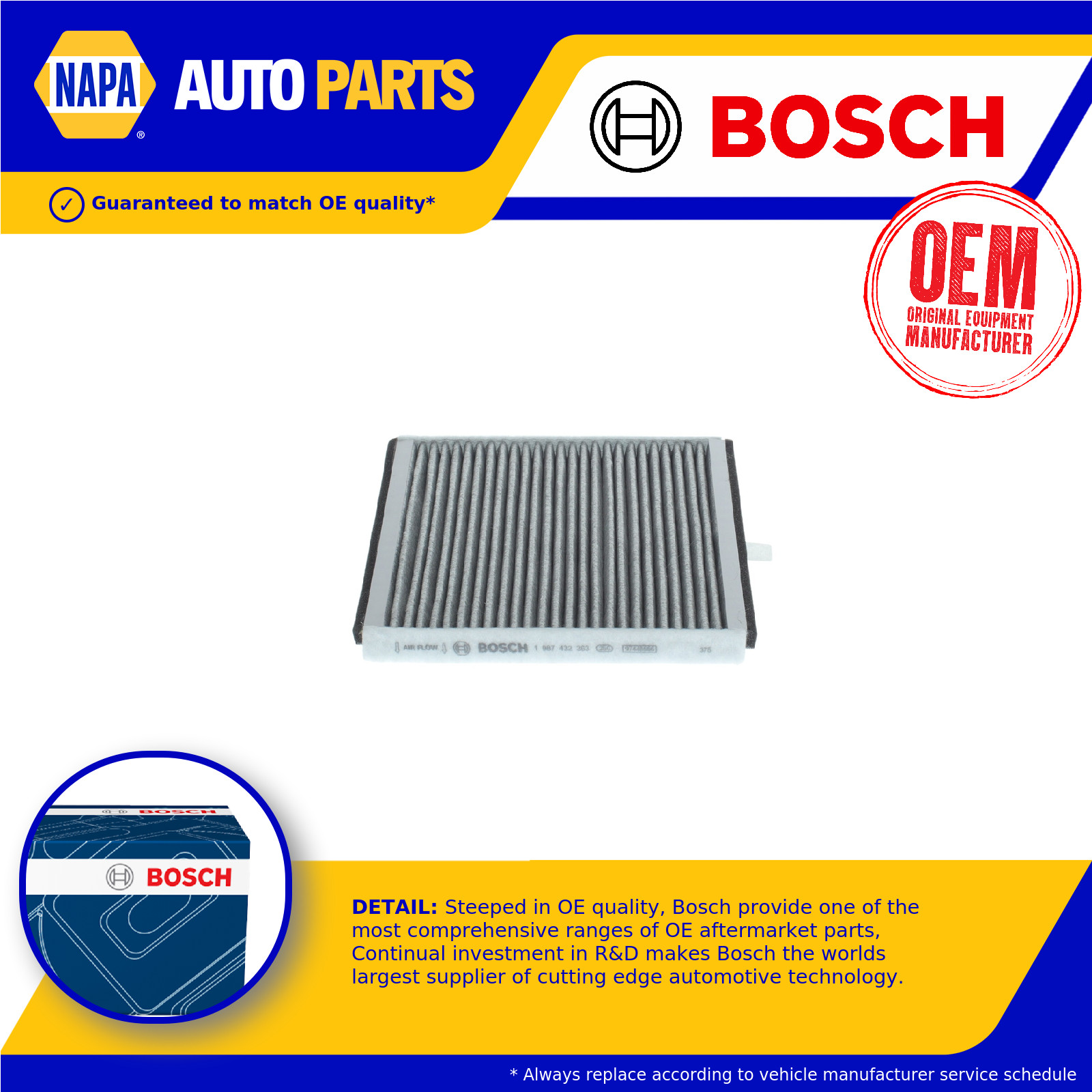 Pollen / Cabin Filter 1987432363 Bosch 30614031 30883952 31369415 R2363 Quality