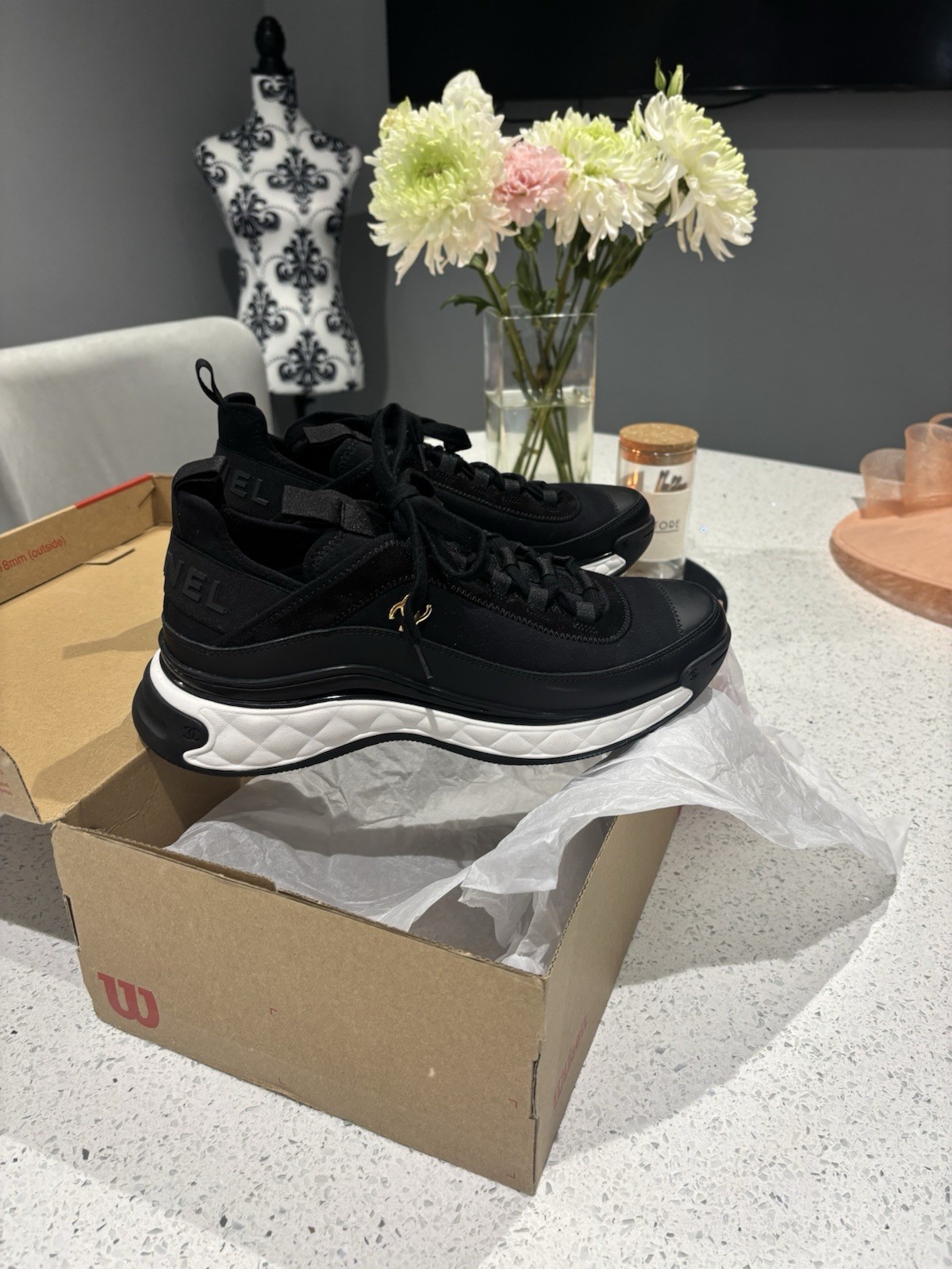 Chanel Blk/White CC Logo Trainers, UK8, Pristine, RRP£1575