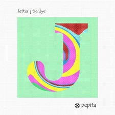 Letter J Tie Dye Needlepoint Kit or Canvas