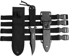 Scuba Divers Stainless Steel Knife w/ 2-Pair Leg Straps  2 Types of Sheath