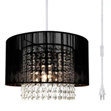 TISLYCO Plug in Chandelier, Crystal Chandelier Lighting with Long Cord 15ft a...