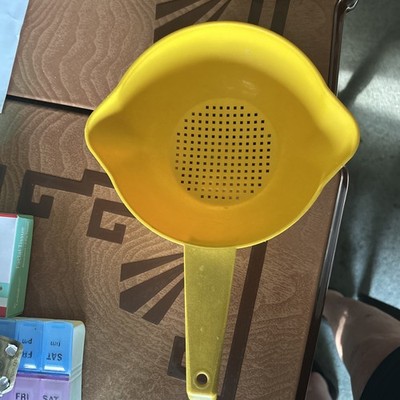 Vintage Yellow Tupperware  Kitchen Strainer with Handle