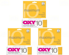 3x OXY 10 Acne Treatment Cream 25g   Benzoyl Peroxide for Stubborn Pimples