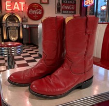 Vintage Justin L3055 Red Leather Western Cowboy Roper Boots Women s Size US 6.5B