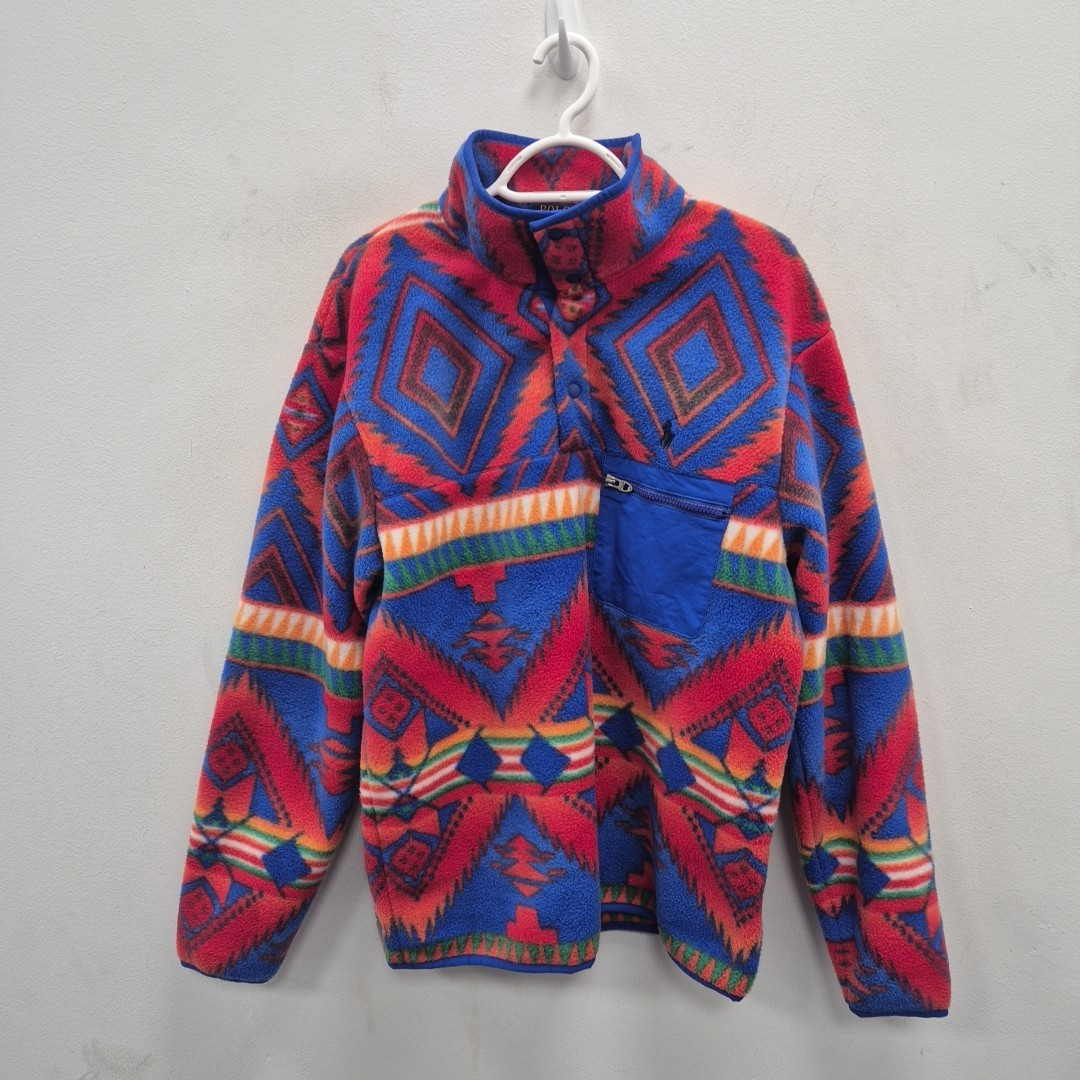 Ralph Lauren Polo Aztec Navajo Cowichan Western 1/4 Snap Pullover Jumper Medium