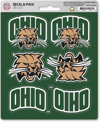 Ohio University Bobcats 6-Piece Decal Sticker Set, 5x6 Inch Sheet, Gift for foot