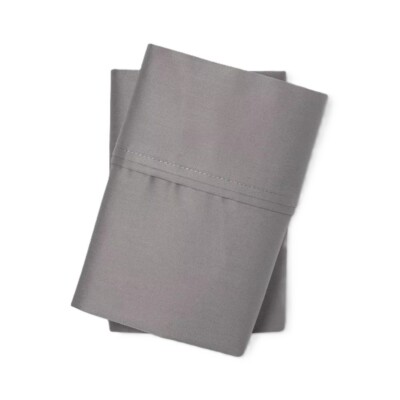 Threshold Solid Gray Sateen Cotton Performance Standard Pillowcase 2 Count NWOT