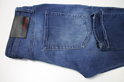 Pantalones de mezclilla ANTONY MORATO para hombre W33 calce ajustado bigotes descoloridos elásticos azules - Imagen 5 de 8