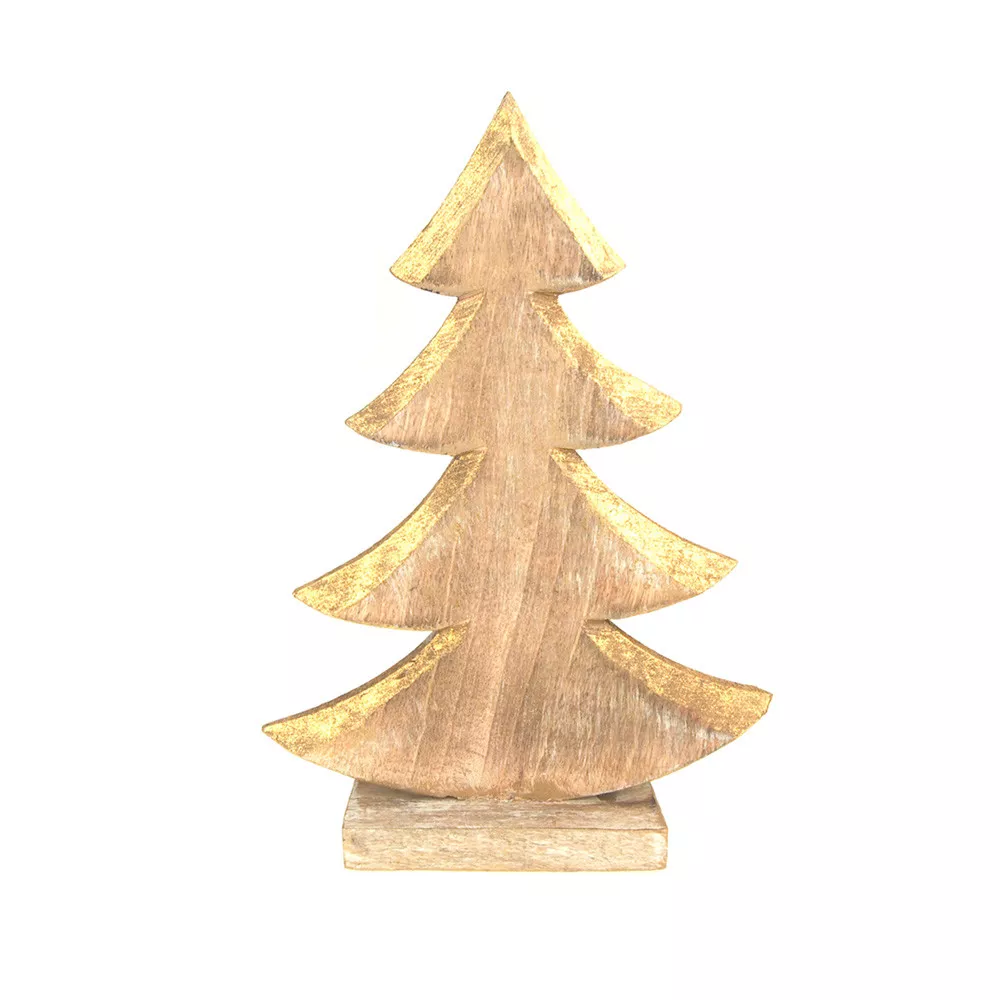 Metallic Christmas Tree Wooden Stand Gold 10 1 2 Inch eBay