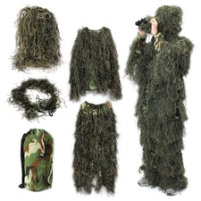 3D Ghillie Suit woodland Tarnanzug Camo Camouflage Kleidung Kinder & Erwachsene