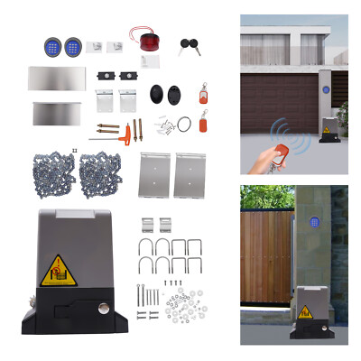 3500LBs Automatic Sliding Gate Opener Chain Driven 750W Complete Kit W/2 Remotes