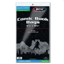 (100) BCW Current Modern Size Resealable Comic Book Bags Acid Free