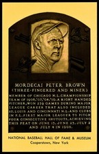 Mordecai Peter Brown Baseball Hall of Fame Postcard Curteichcolor Black Ink
