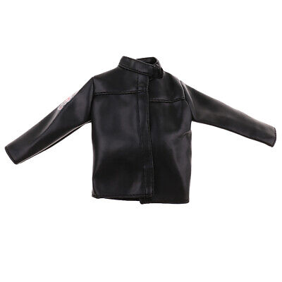 1/6 Scale Black PU Leather Jacket Coat Clothes for 12'' Men Action Figures 