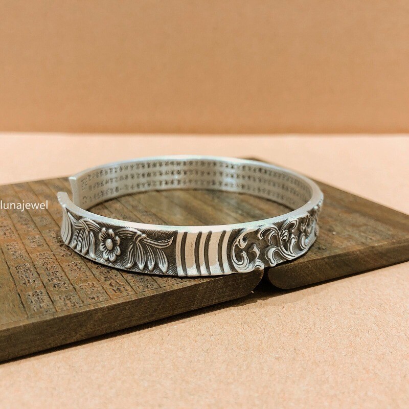 Pure S999 Sterling Silver 999 Vintage Carp Fish Wide