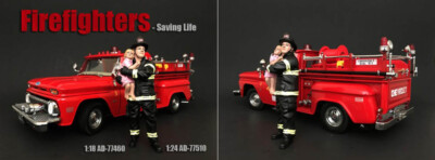 Saving Life Firefighter Feuerwehrmann Figur Model 1:18 American Diorama AD-77460