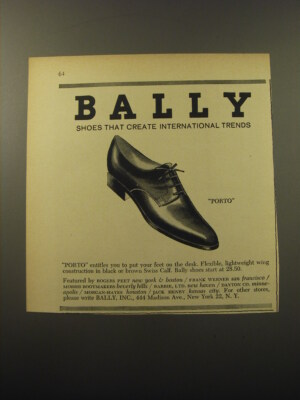 1960 Bally Porto Shoes Ad - Bally shoes that create international trends