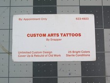 vtg Tattoo business card - Custom Arts Tattoo Snapper B