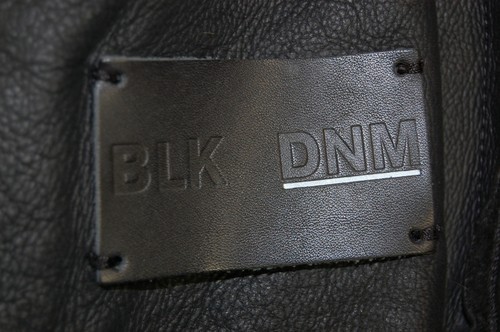$1475 S BLK DNM MEN BLACK SHEARLING FUR LEATHER BIKER BOMBER FLIGHT B-3 JACKET - Picture 6 of 12