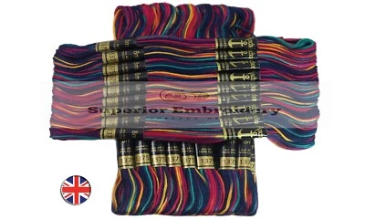 Pack of 6 Anchor Stranded Multi Coloured Embroidery Threads Cotton Skeins Floss