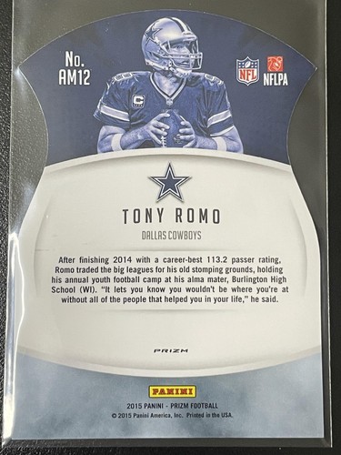2015 Panini Prizm #AM12 Tony Romo Air Marshals Silver Dallas Cowboys - Bild 2 von 2