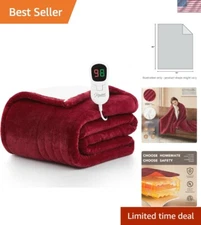 Electric Flannel Sherpa Blanket Full Size 72"x84" - Large Heating Area, Easy Use