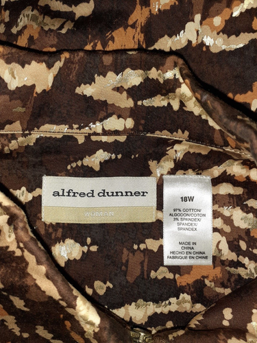 ALFRED DUNNER Plus Size 18W Jacket Brown Beige Gold Shimmery Animal Print - Picture 5 of 5