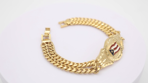 Gold Puerto Rico Flag Bracelet, 14k Gold plated, No Fade, Waterproof - Video 1 of 1
