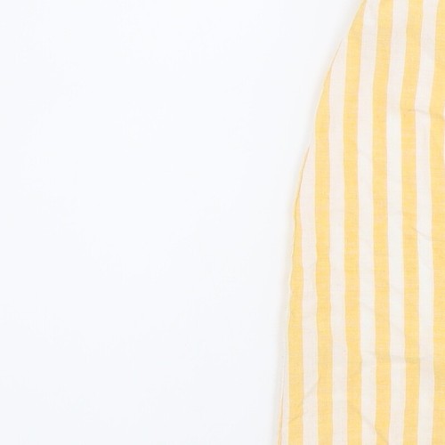 Miss Selfridge Womens Yellow Striped Polyester A-Line Skirt Size 12 Button - Picture 7 of 10