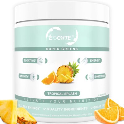 Super Greens   Organic Greens Powder  Tropical Splash Digestive & Gut Health  US