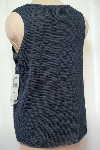 NWT Jones NY Gray Crochet Silk Lined Beaded Shell Sleeveless Tank Top-XL-1X - Picture 6 of 9