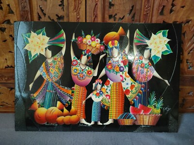ACRYLIC PAINTING GUATEMALA CENTRAL AMERICA SIGNED EUGANIO JOLON ORIGINAL MEDIUM