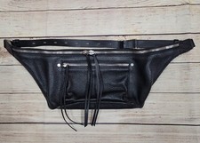 Rag & Bone Elliot Black Pebbled Leather Waist Crossbody Bag Adjustable Strap