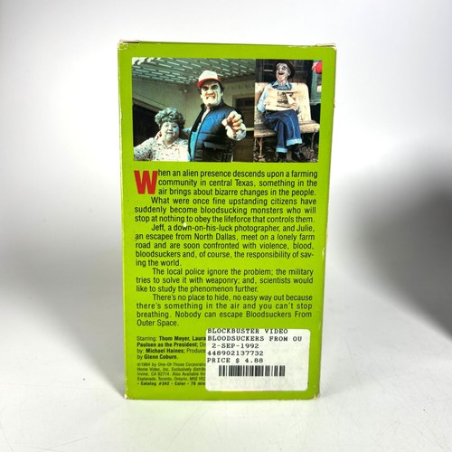 Bloodsuckers From Outer Space VHS Movie 1984 Campy Horror Blockbuster Rental - Imagen 2 de 4