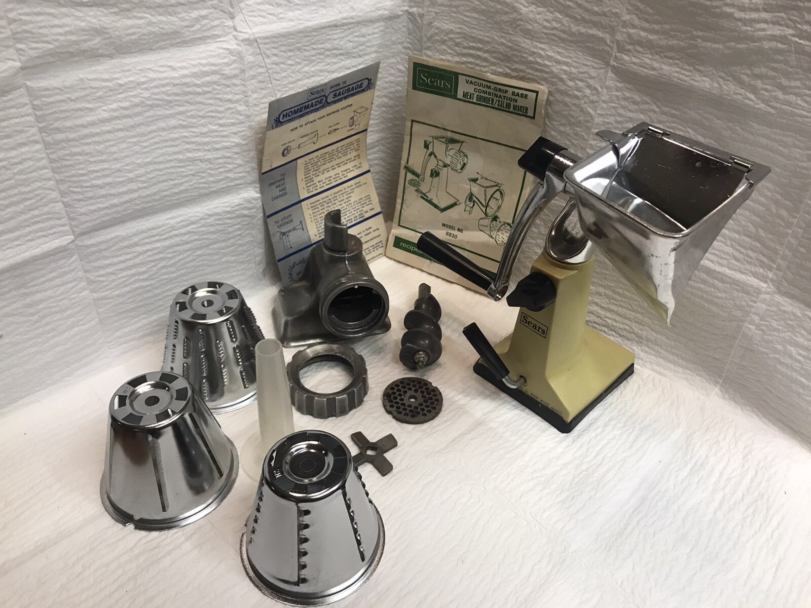 Sears Meat Grinder Salad Maker Model 8830 with Sausage Attachment eBay