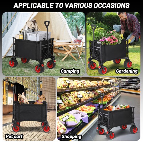 Carrello Carrello Pieghevole, 220lb Carrello Utilitario Resistente Perfetto per Giardino e Spiaggia - Foto 9 di 11